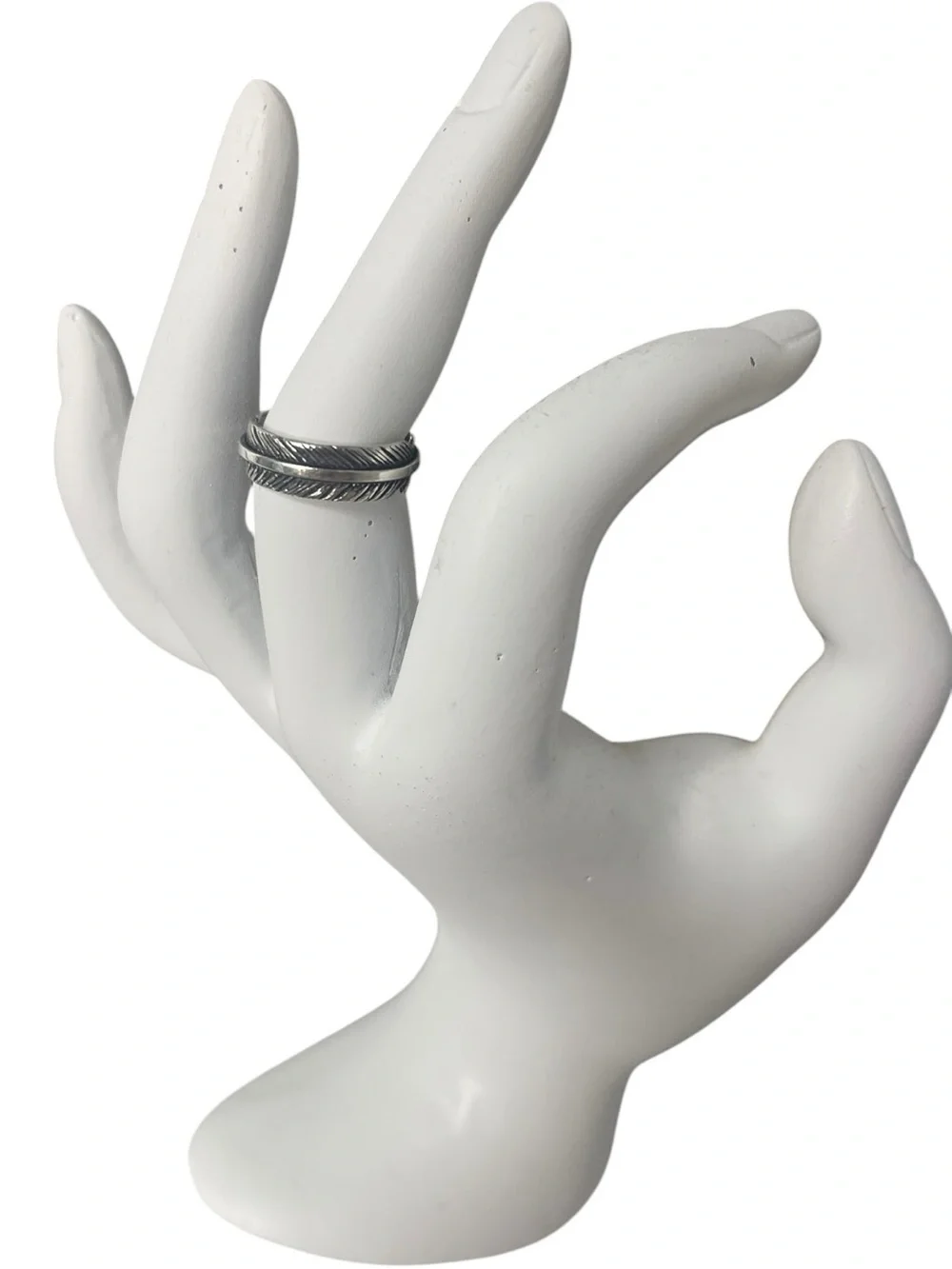 Chan Luu Carved Feather Open-Back Ring Silver